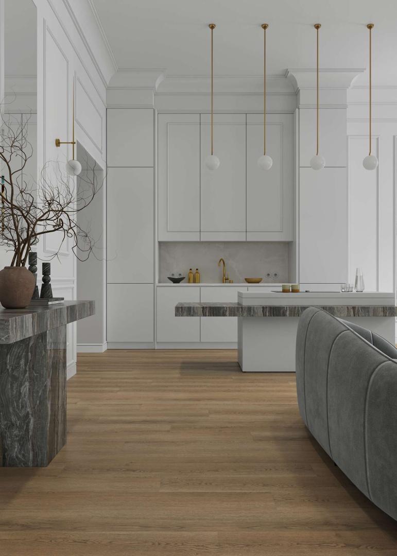 Кварцвиниловая плитка Alpine Floor клеевая Ultra Дуб Фридрих ЕСО 5-42 1219,2×184,15×2 фото в интерьере